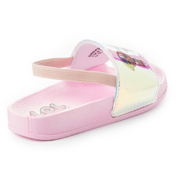 Girls Pink Iridescent Characters Heel-Strap Slide LOL Surprise Shoes - Picture 2 of 5